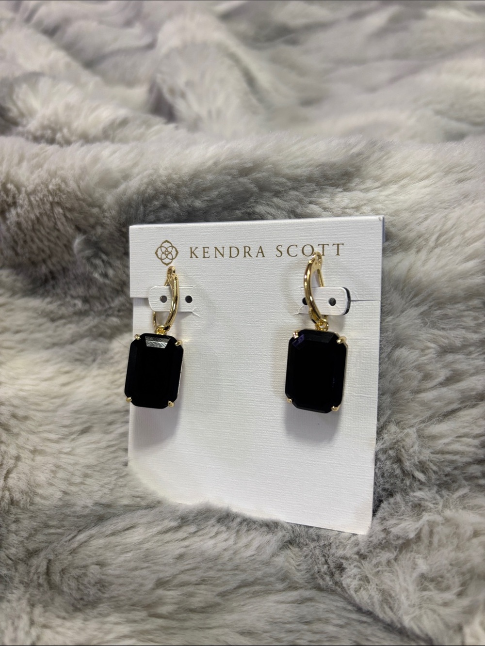 Kendra Scott Gold and Black Rectangular Drop Earrings